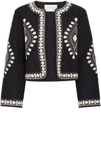 Black and White Embroidered Quilted Jacket