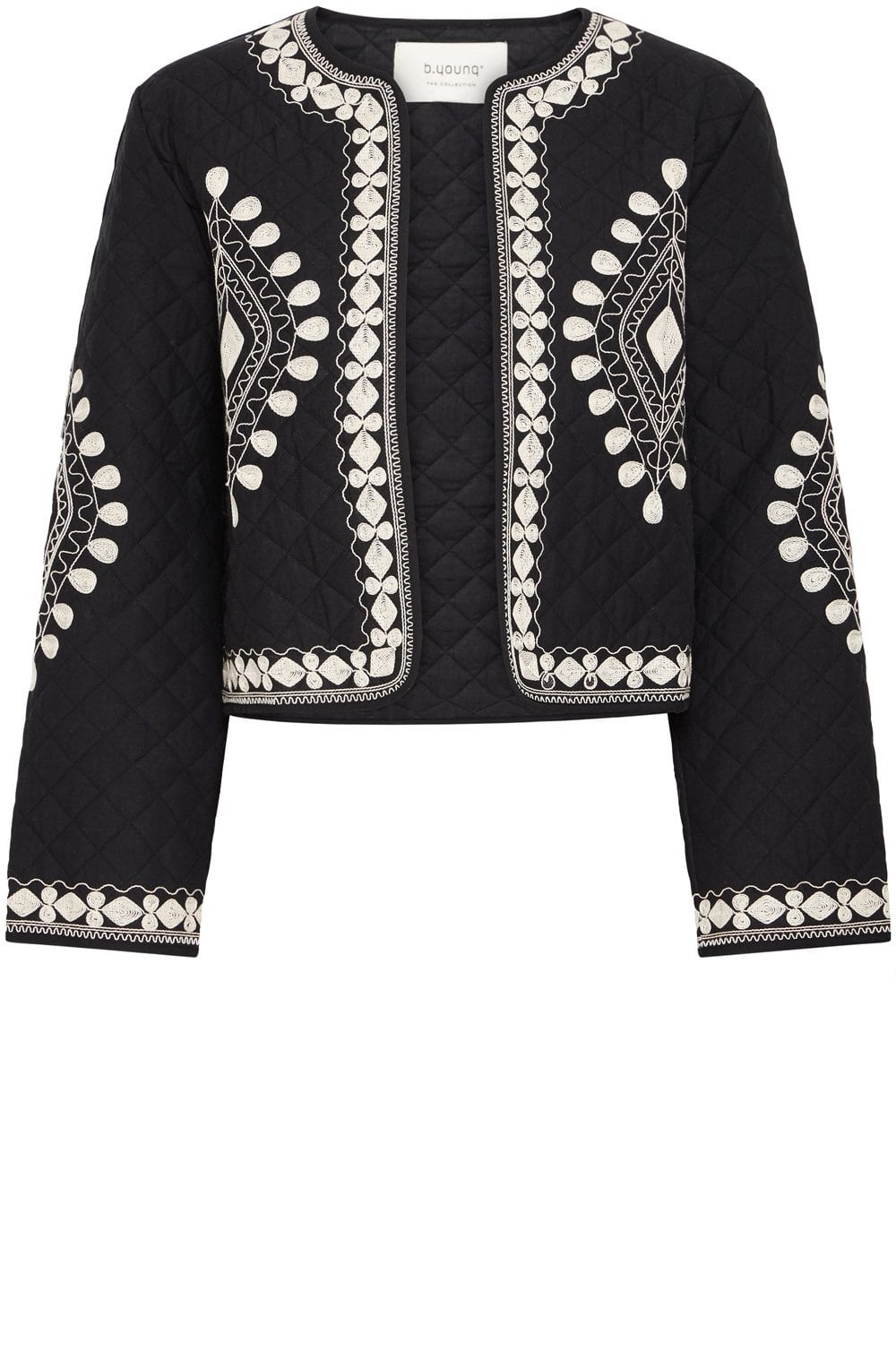 Black and White Embroidered Quilted Jacket