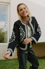 Black and White Embroidered Quilted Jacket