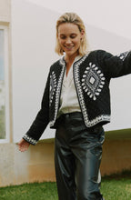 Black and White Embroidered Quilted Jacket