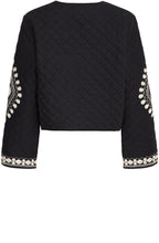 Black and White Embroidered Quilted Jacket