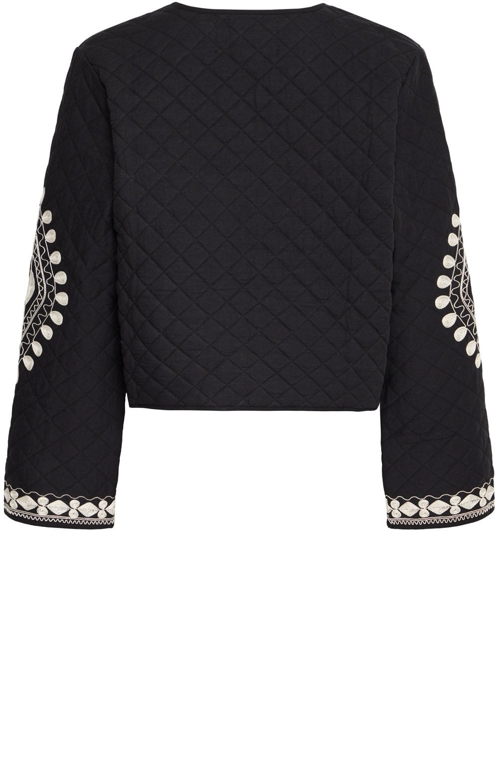 Black and White Embroidered Quilted Jacket