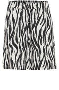 Black Animal Print Linen Mix Shorts