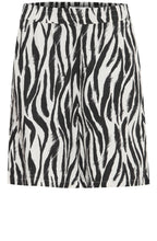 Black Animal Print Linen Mix Shorts