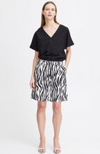 Black Animal Print Linen Mix Shorts