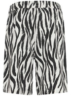 Black Animal Print Linen Mix Shorts