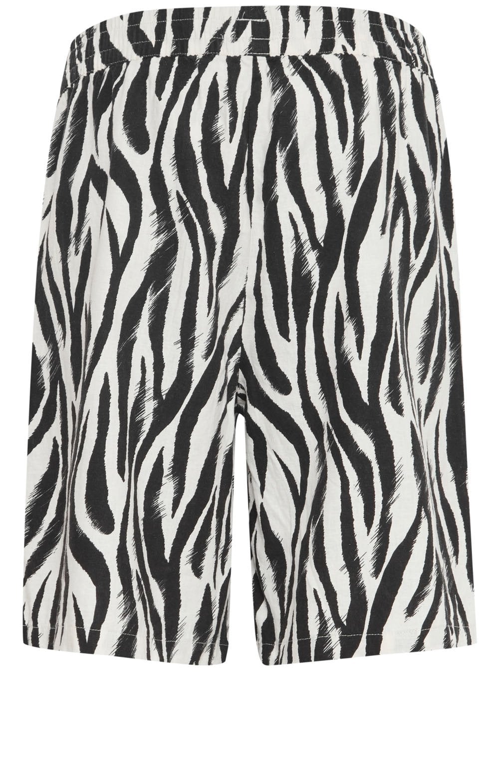 Black Animal Print Linen Mix Shorts