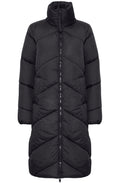 Black Bomina Full Length Diagonal Puffer Coat