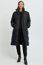 Black Bomina Full Length Diagonal Puffer Coat