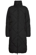 Black Bomina Full Length Diamond Puffer Coat