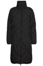 Black Bomina Full Length Diamond Puffer Coat