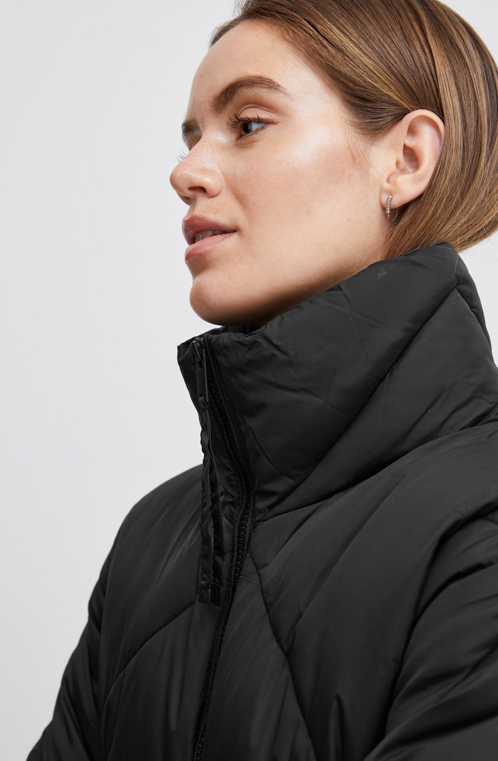 Black Bomina Full Length Diamond Puffer Coat