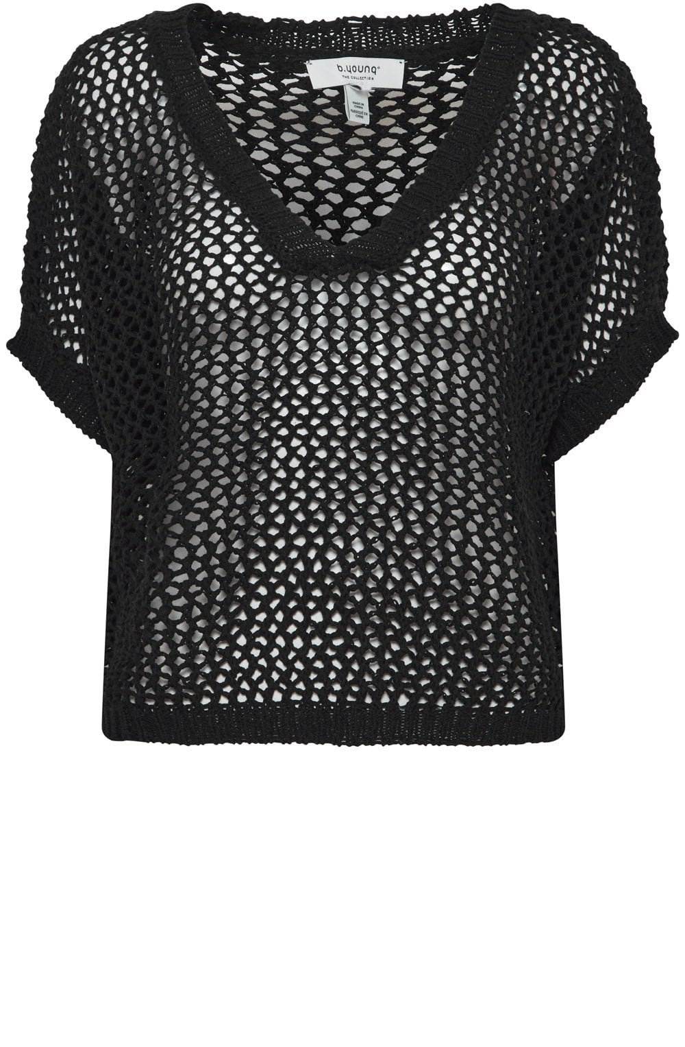 Black Bymara Relaxed Crochet Top