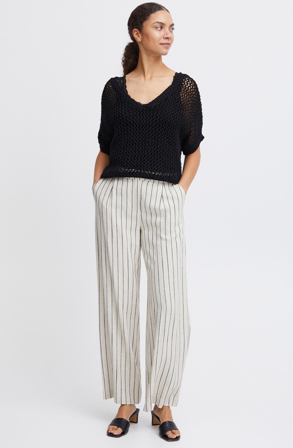 Black Bymara Relaxed Crochet Top