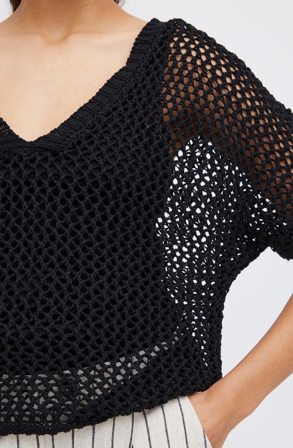 Black Bymara Relaxed Crochet Top