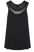 Black Crochet Neck Pipa Top