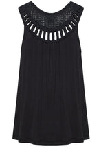 Black Crochet Neck Pipa Top