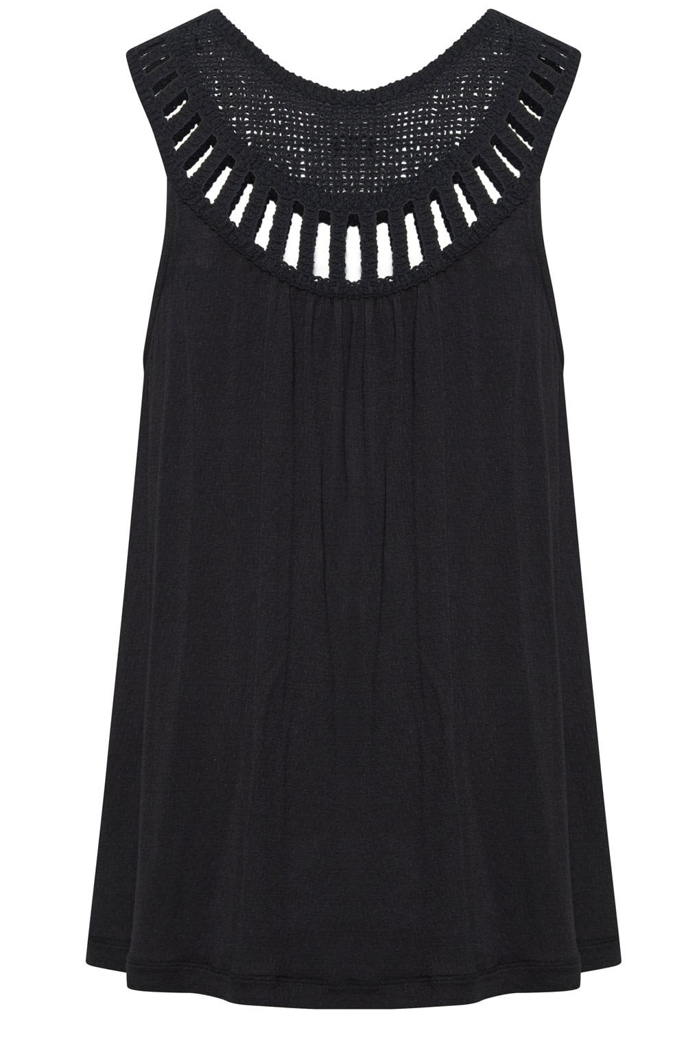 Black Crochet Neck Pipa Top