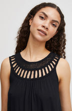 Black Crochet Neck Pipa Top