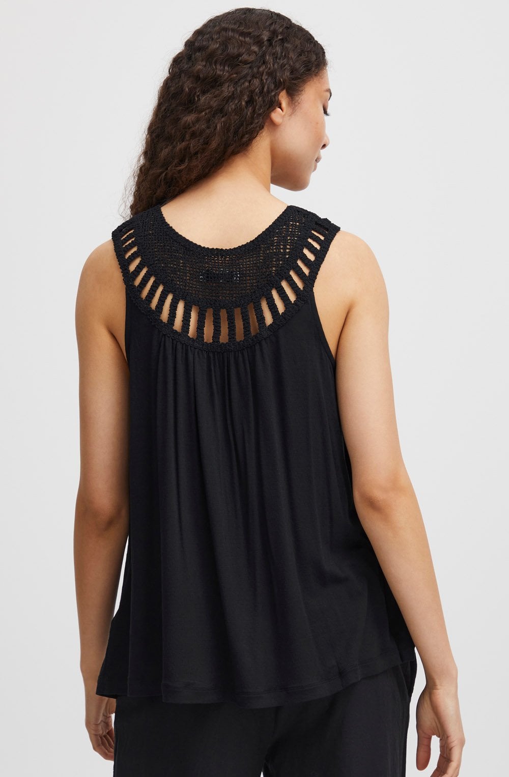 Black Crochet Neck Pipa Top
