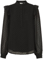 Black Embossed Chiffon Blouse