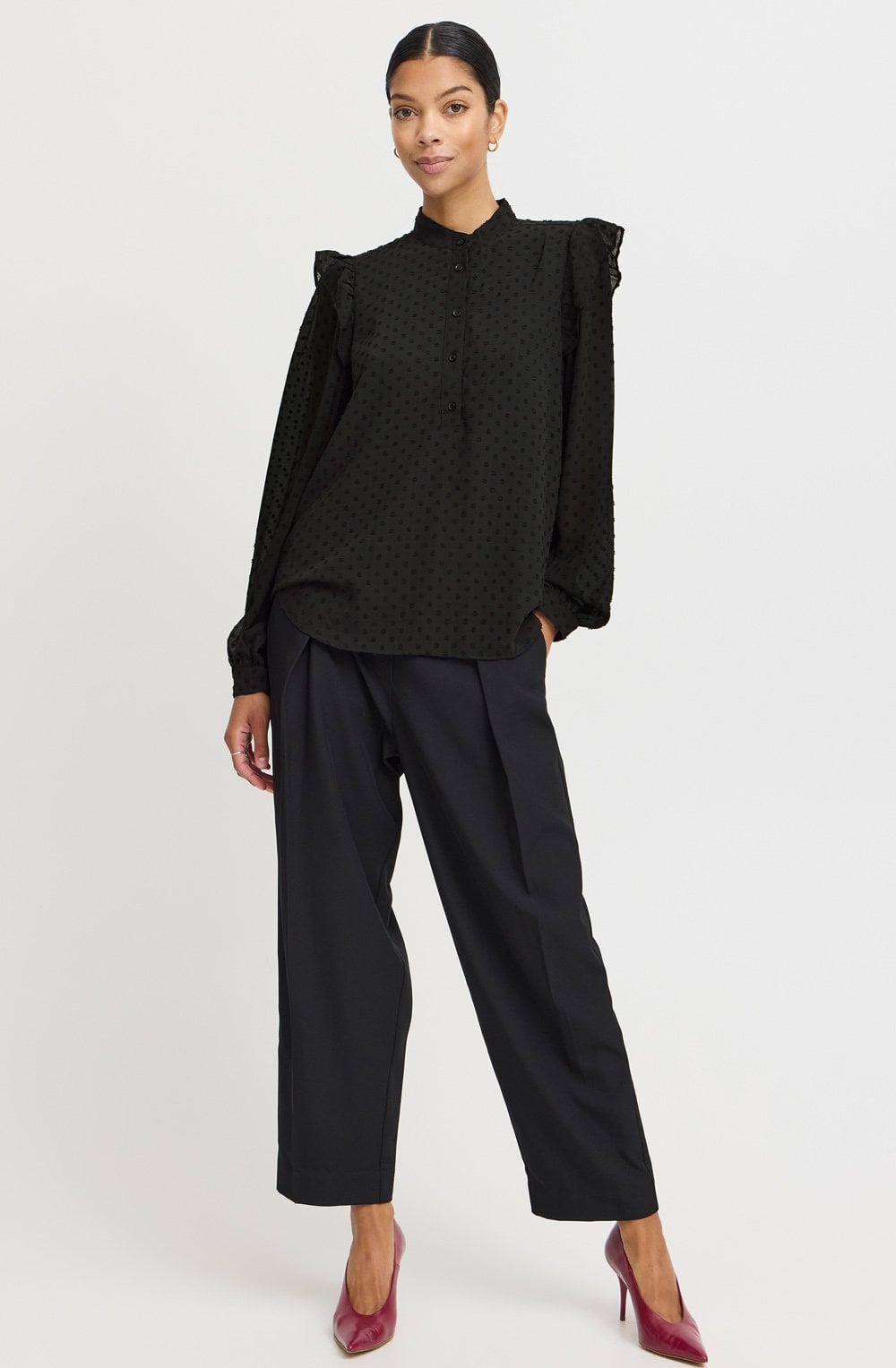Black Embossed Chiffon Blouse