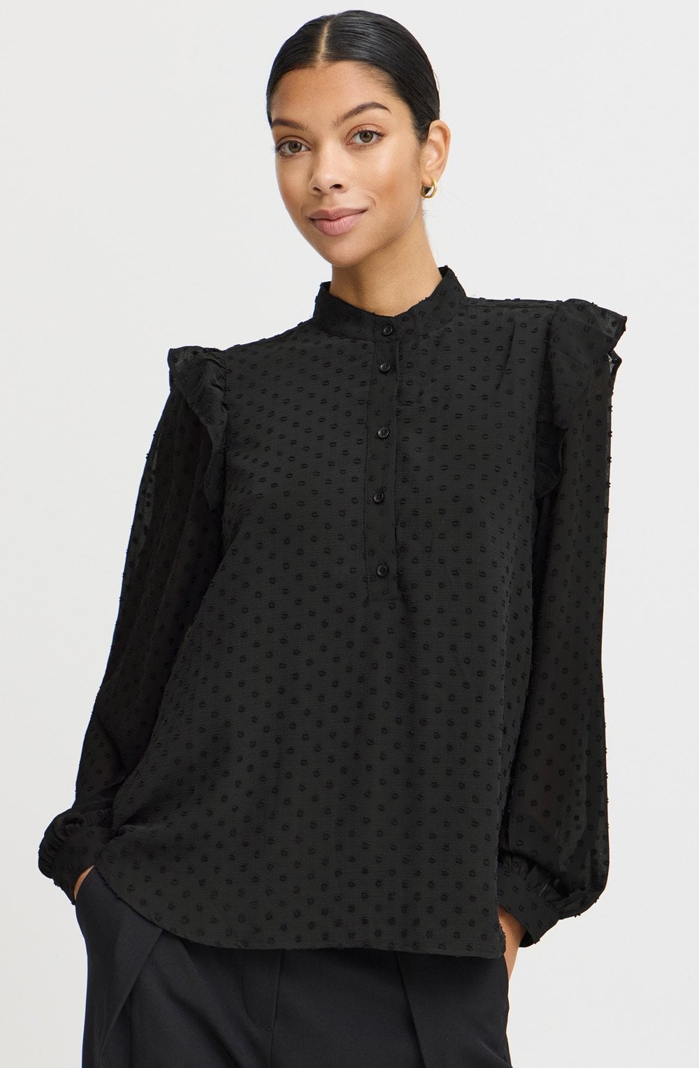 Black Embossed Chiffon Blouse