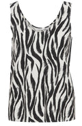 Black Falakka Animal Print Linen Mix Vest Top