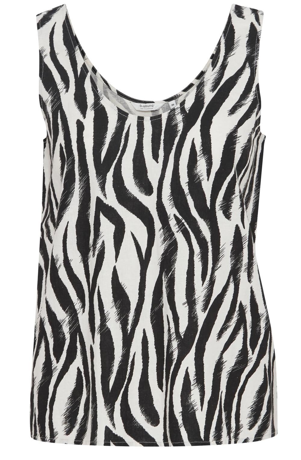Black Falakka Animal Print Linen Mix Vest Top