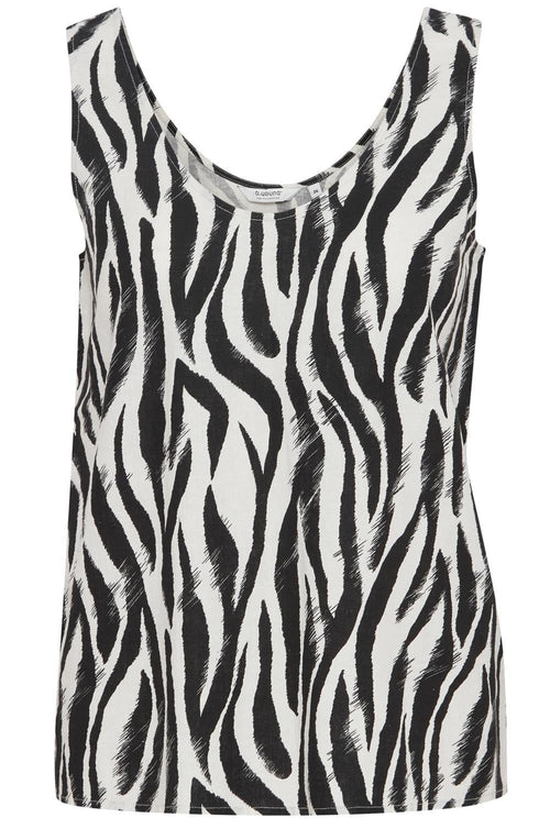 Black Falakka Animal Print Linen Mix Vest Top