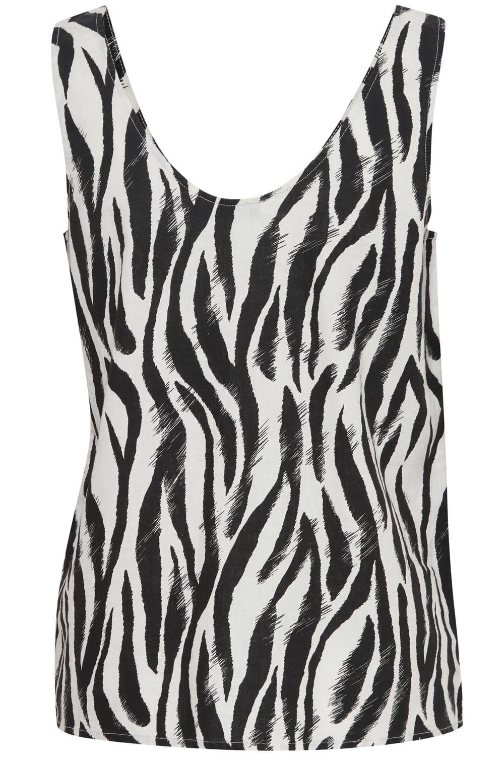 Black Falakka Animal Print Linen Mix Vest Top