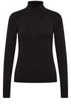 Black Fine Knit Roll Neck Jumper
