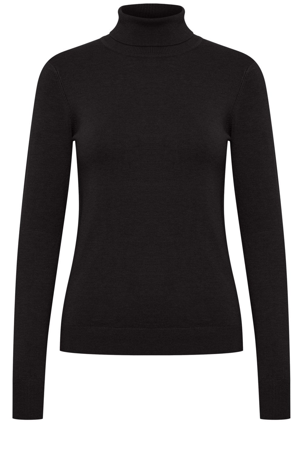 Black Fine Knit Roll Neck Jumper