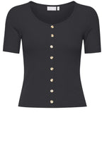 Black Fine Ribbed Jersey Top