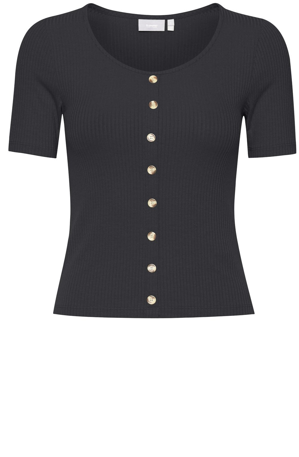 Black Fine Ribbed Jersey Top