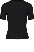 Black Fine Ribbed Jersey Top