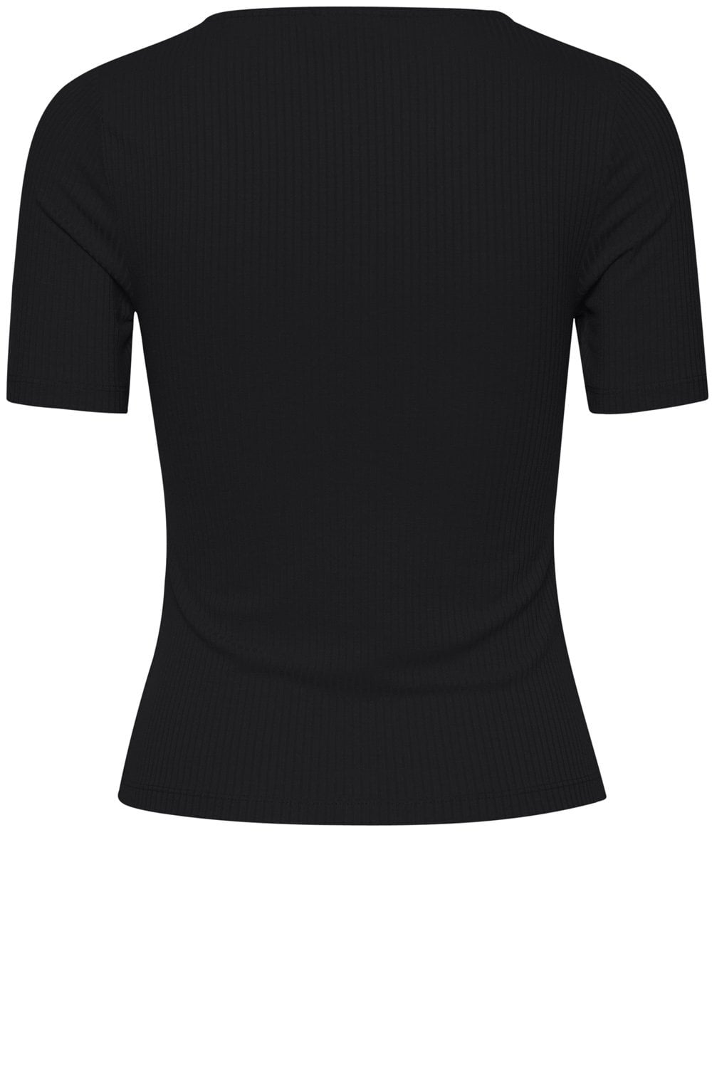 Black Fine Ribbed Jersey Top