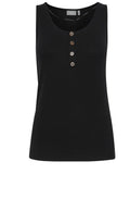 Black Fine Ribbed Vest Top