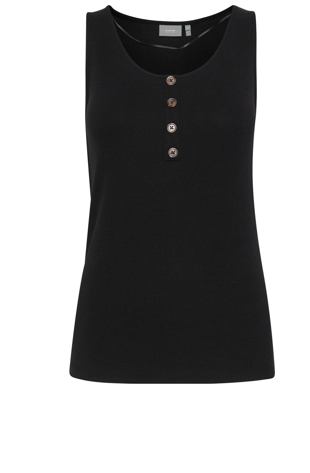 Black Fine Ribbed Vest Top