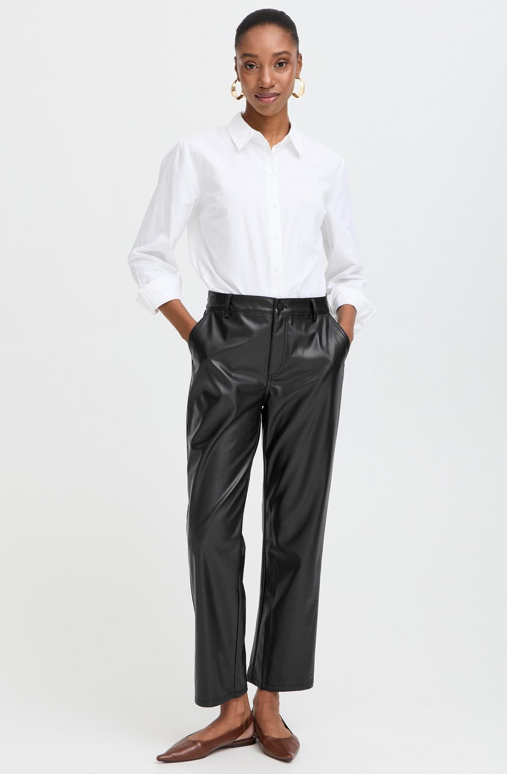 Black Fux Leather Trousers