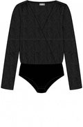 Black Glitter Wrap Front Bodysuit