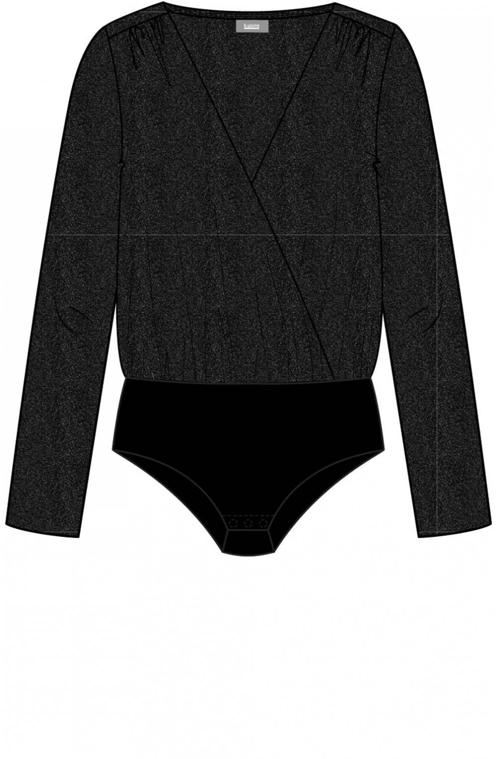 Black Glitter Wrap Front Bodysuit