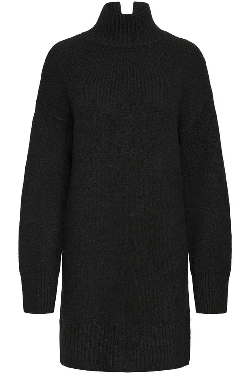 Black High Neck Knitted Sweater Dress