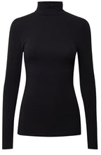 Black Jersey Roll Neck Top
