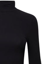 Black Jersey Roll Neck Top
