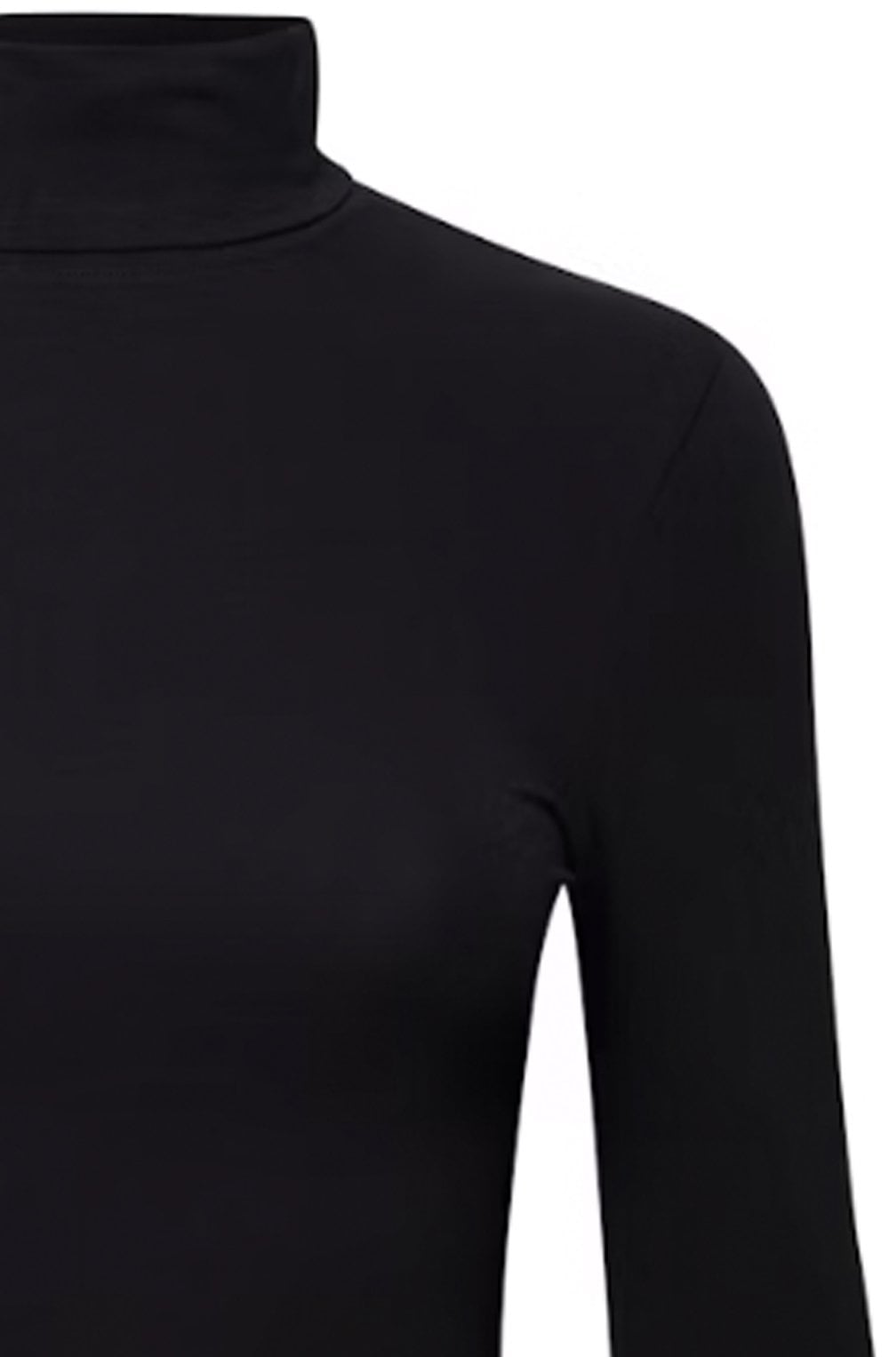 Black Jersey Roll Neck Top