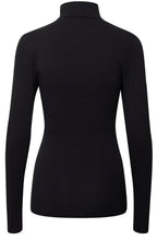 Black Jersey Roll Neck Top