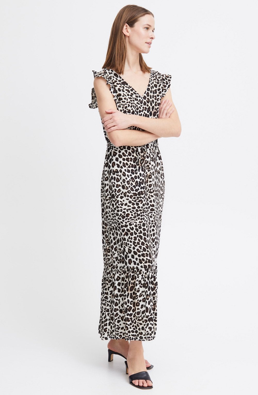 Black Leopard Joella Frill Maxi Dress