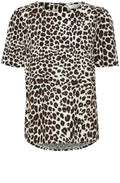 Black Leopard Print Short Sleeve Blouse