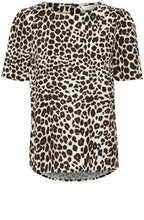 Black Leopard Print Short Sleeve Blouse
